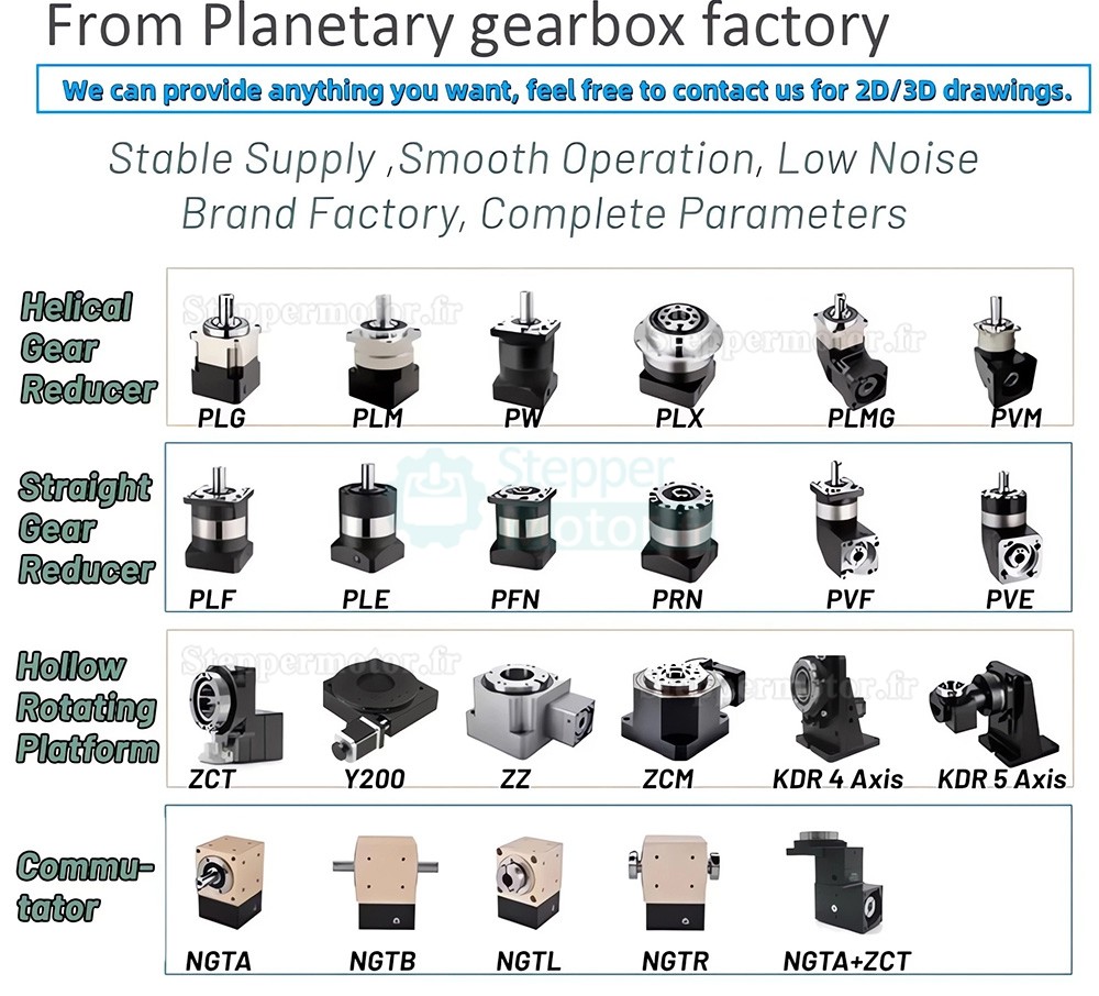 Réducteur planétaire PFN60-160 série rapport 3:1 à 100:1 pour moteur pas à pas NEMA 23, 34, servomoteur 80/110/130/180mm Réducteur planétaire PFN60-160 série rapport 3:1 à 100:1 pour moteur pas à pas NEMA 23, 34, servomoteur 80/110/130/180mm