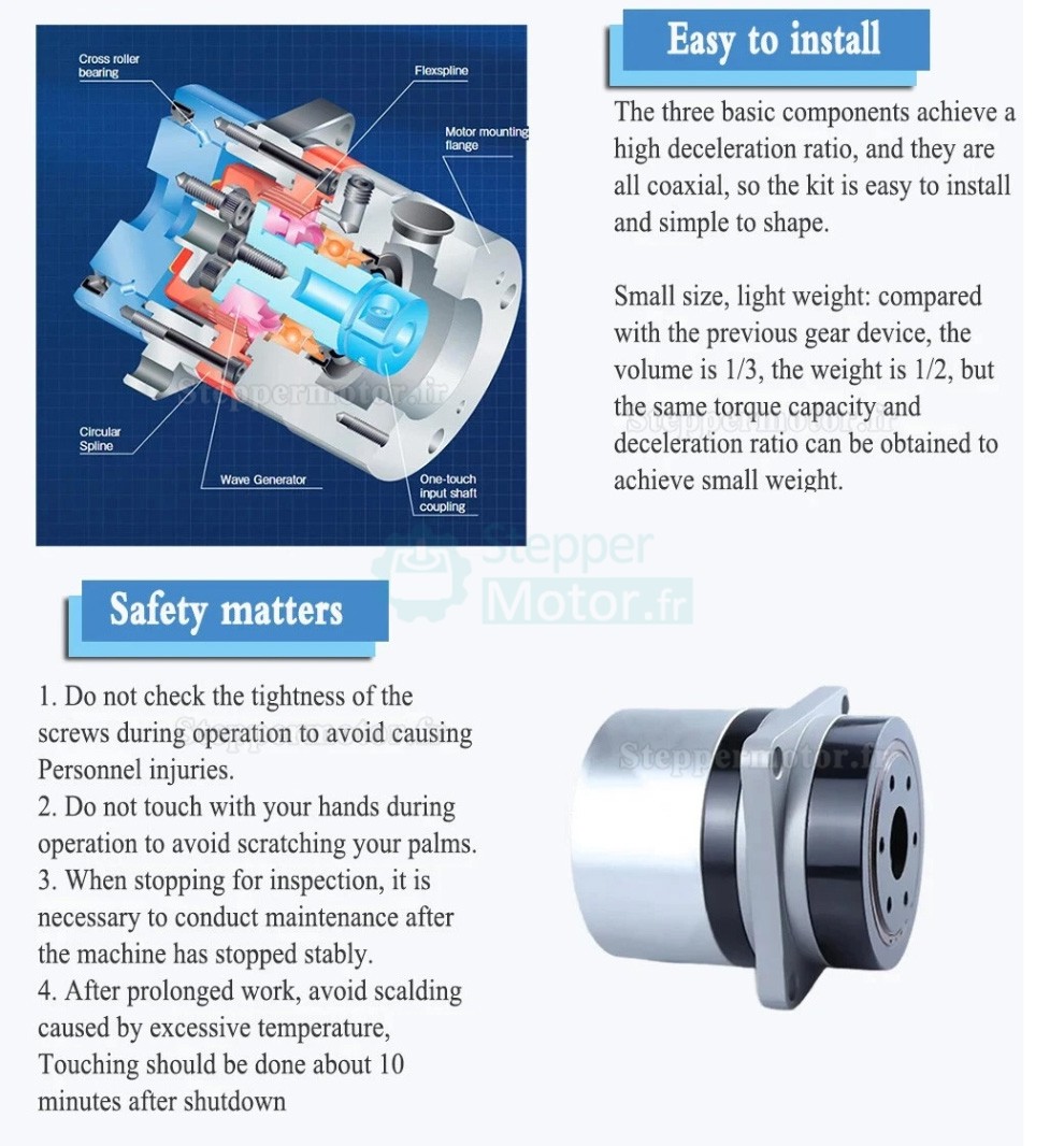 Réducteur harmonique série PG, rapport 50:1/80:1/100:1, contrecoup 20 arcsec Réducteur harmonique série PG, rapport 50:1/80:1/100:1, contrecoup 20 arcsec