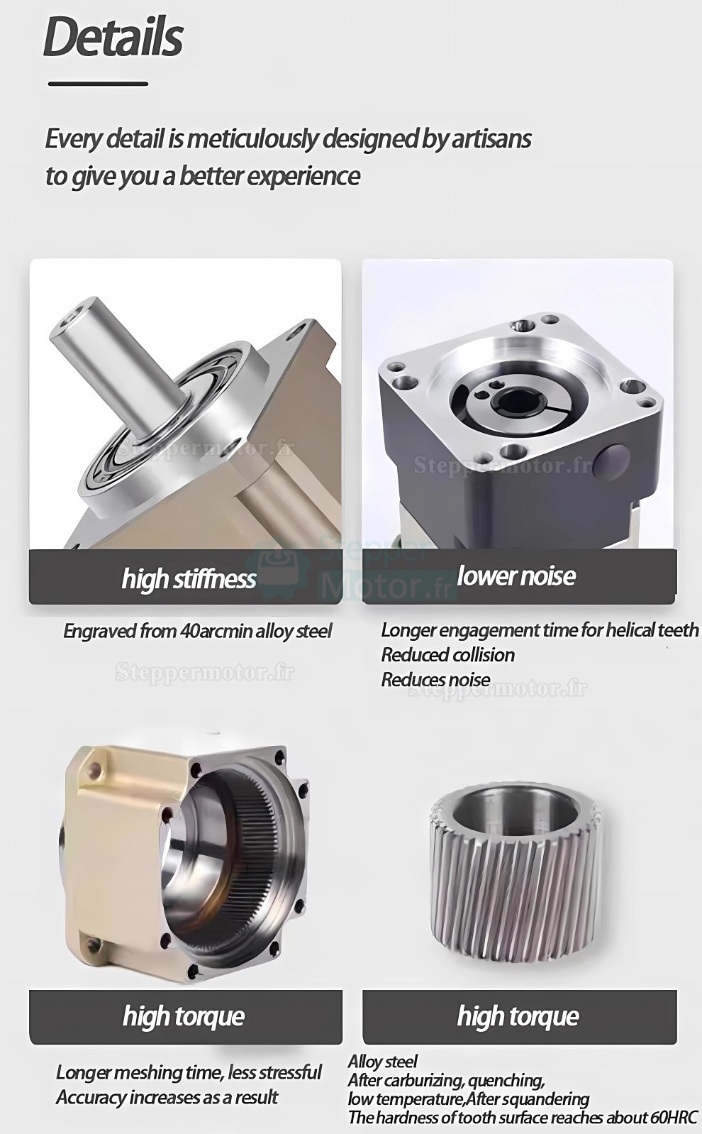 Réducteur planétaire hélicoïdal PLG042 rapport 4:1 - 100:1 pour moteur pas à pas NEMA 17 / servomoteur 40 mm Réducteur planétaire hélicoïdal PLG042 rapport 4:1 - 100:1 pour moteur pas à pas NEMA 17 / servomoteur 40 mm