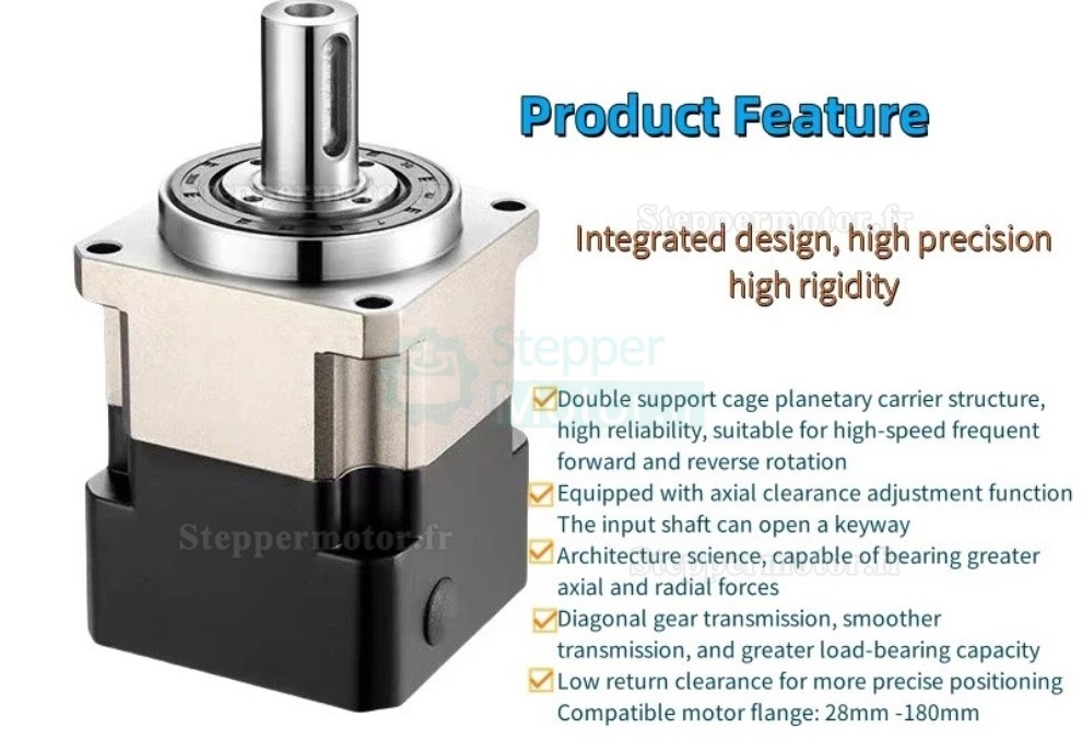 R&eacute;ducteur plan&eacute;taire h&eacute;lico&iuml;dal PLG090 rapport 3:1 - 100:1 pour moteur pas &agrave; pas NEMA 34 / servomoteur 80 mm 90 mm 750W &agrave; 1kW