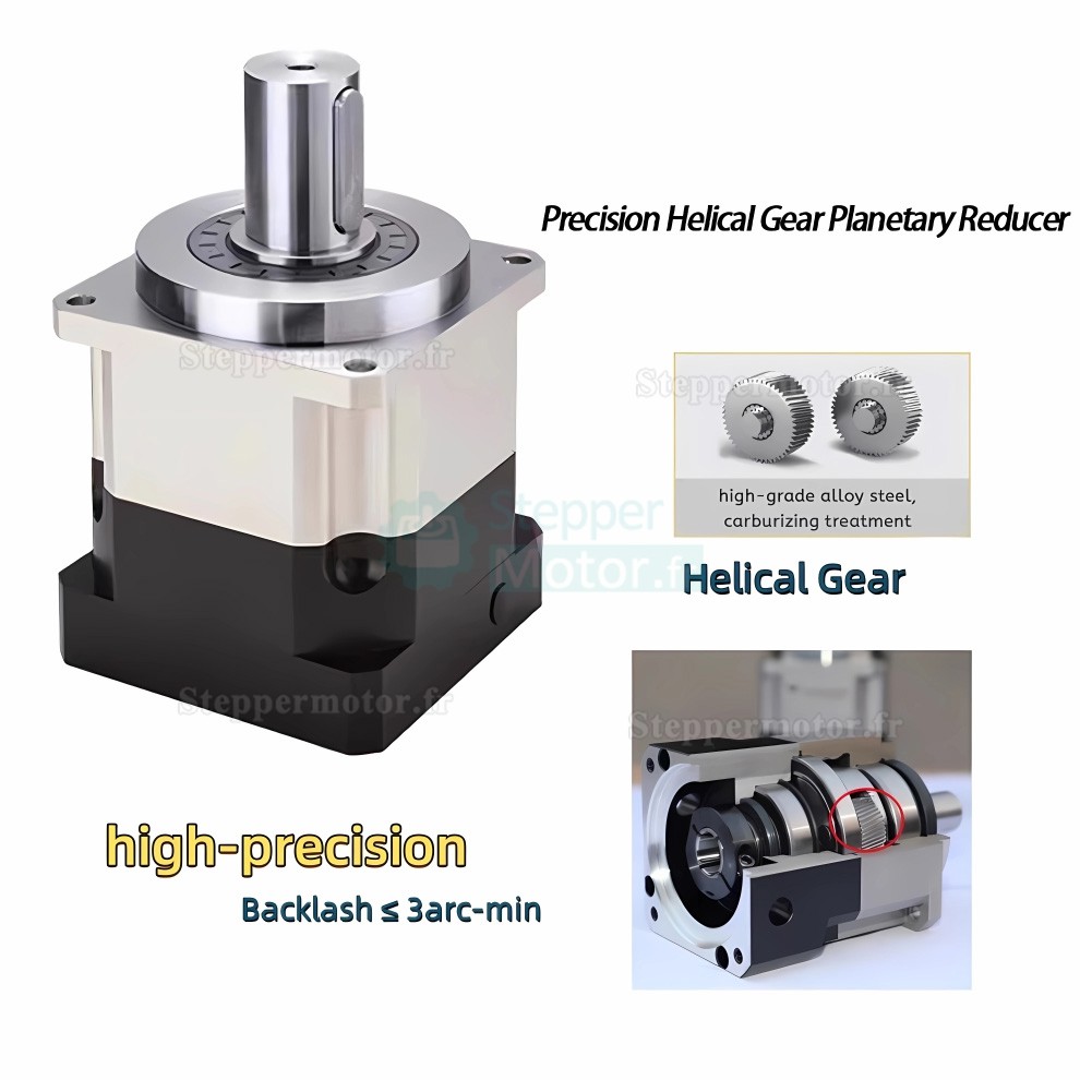 R&eacute;ducteur plan&eacute;taire h&eacute;lico&iuml;dal PLG090 rapport 3:1 - 100:1 pour moteur pas &agrave; pas NEMA 34 / servomoteur 80 mm 90 mm 750W &agrave; 1kW