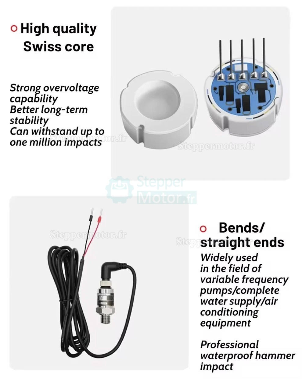 Capteur de pression PT506 24 V IP68 G1/4, avec c&acirc;ble de 2 m pour applications eau, gaz et hydraulique