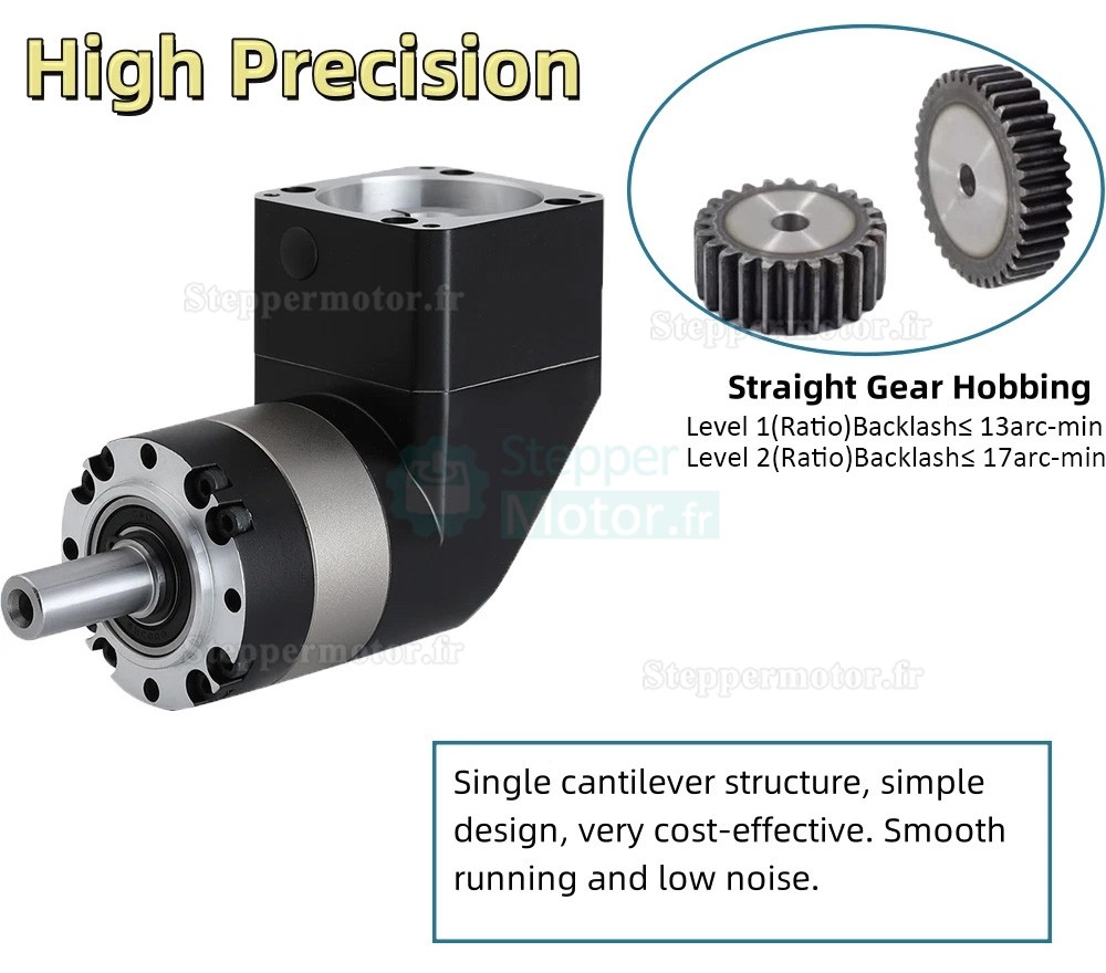 R&eacute;ducteur plan&eacute;taire &agrave; angle droit s&eacute;rie PVE120 rapport 3:1 &agrave; 100:1 pour servomoteurs de 110 mm/130 mm, entr&eacute;e 19/22/24 mm