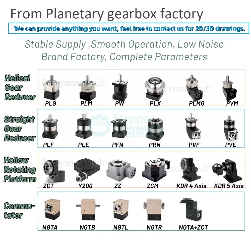 R&eacute;ducteur plan&eacute;taire &agrave; angle droit Nema 34 s&eacute;rie PVE090 rapport 3:1 &agrave; 100:1 pour moteurs pas &agrave; pas NEMA 34 / servomoteurs de 80 mm