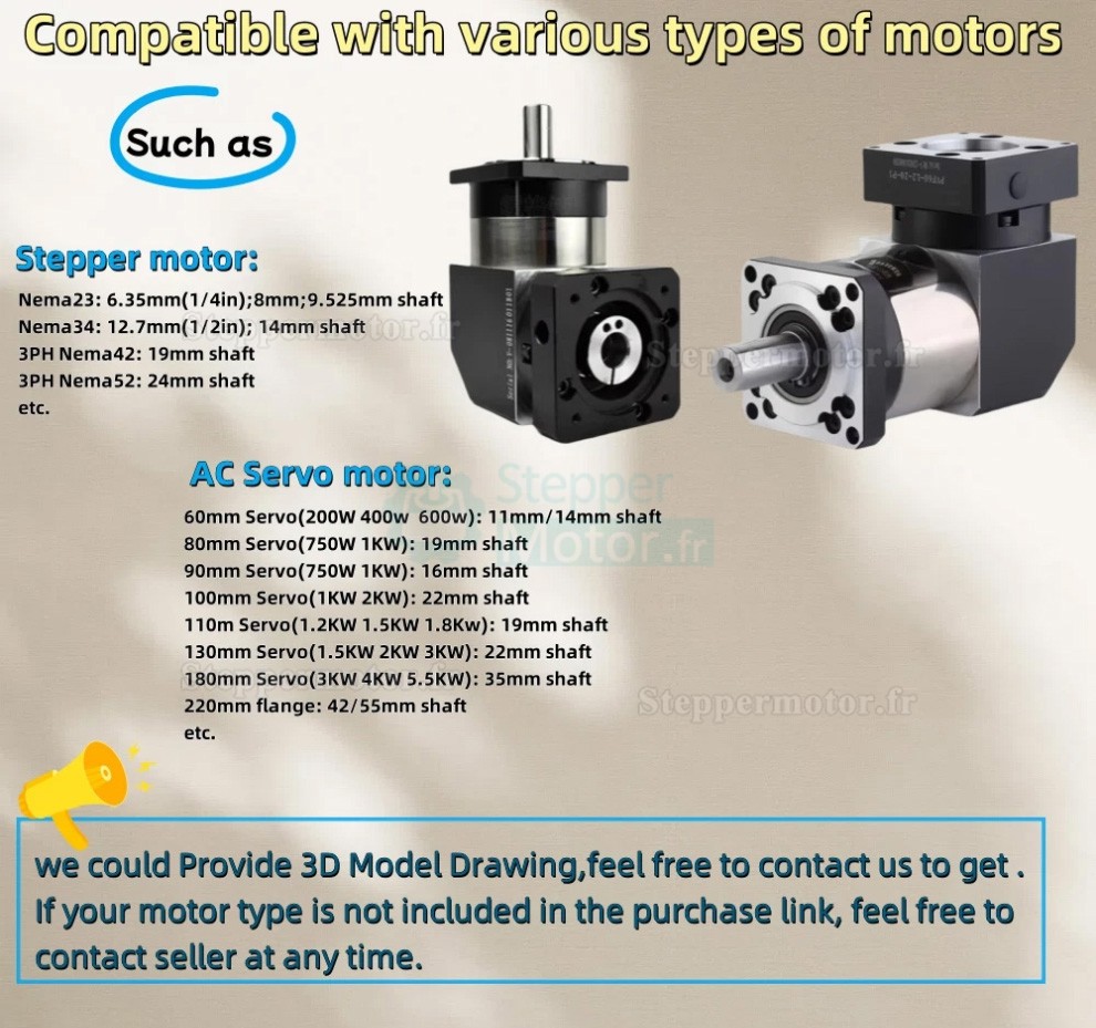 Réducteur planétaire à angle droit Nema 42 série PVF120 rapport 3:1 à 100:1 pour moteur pas à pas Nema42 / servomoteur 100-130 mm Réducteur planétaire à angle droit Nema 42 série PVF120 rapport 3:1 à 100:1 pour moteur pas à pas Nema42 / servomoteur 100-130 mm