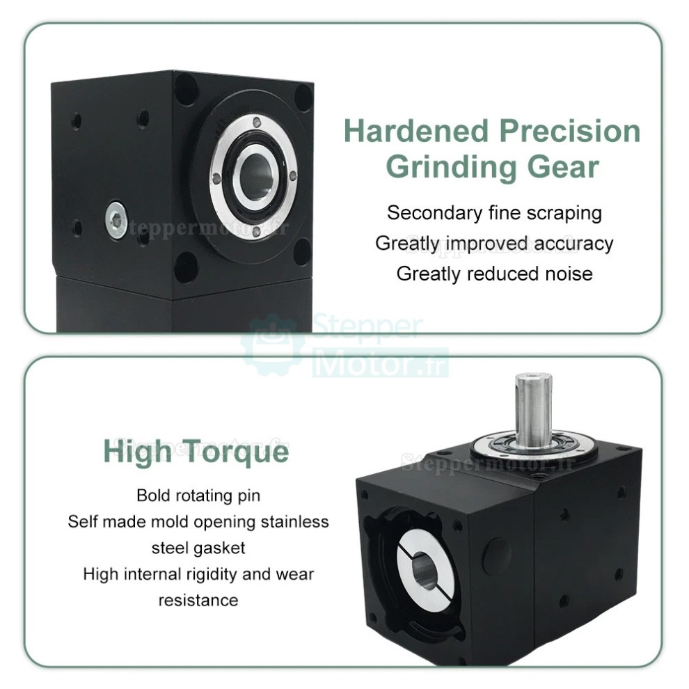 Réducteurs à engrenage conique à angle droit Nema 34 rapport 2:1/3:1/5:1 pour moteur pas à pas NEMA 34/servomoteur 80mm Réducteurs à engrenage conique à angle droit Nema 34 rapport 2:1/3:1/5:1 pour moteur pas à pas NEMA 34/servomoteur 80mm