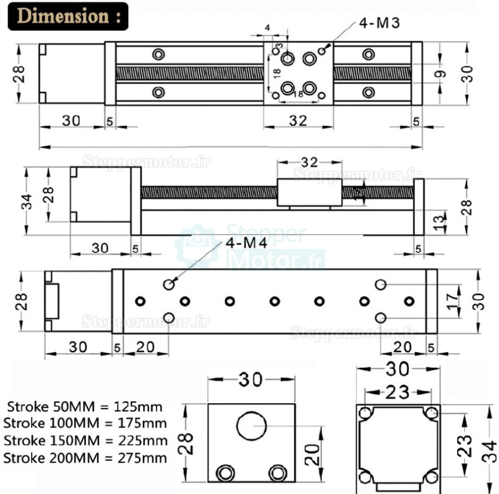 Mini-plateau lin&eacute;aire motoris&eacute; OSP001602, table coulissante CNC avec moteur pas &agrave; pas Neme 11 et kit de driver TB6600