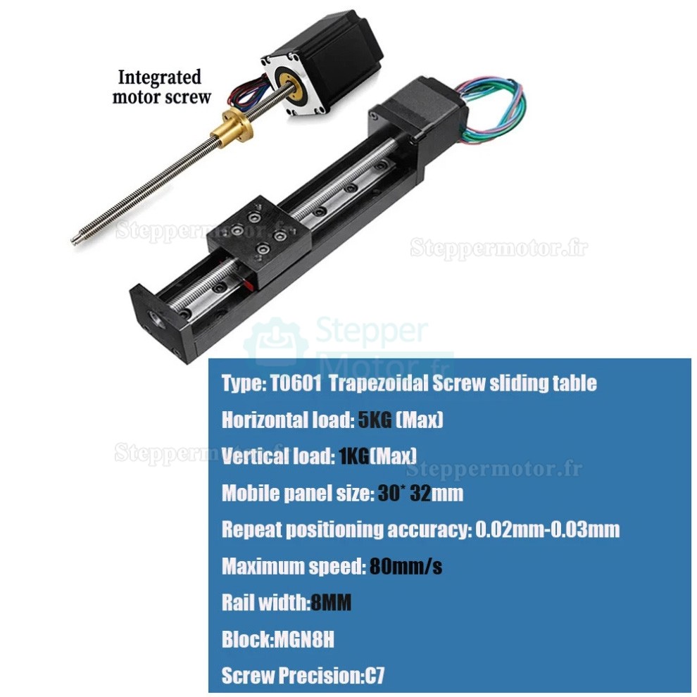 Mini-plateau lin&eacute;aire motoris&eacute; OSP001602, table coulissante CNC avec moteur pas &agrave; pas Neme 11 et kit de driver TB6600
