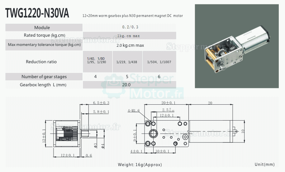 2 Pièces 6V/12V mini motoréducteur CC brushed 0,3W arbre 4mm avec réducteur à vis sans fin à arbre de sortie à 90 degrés