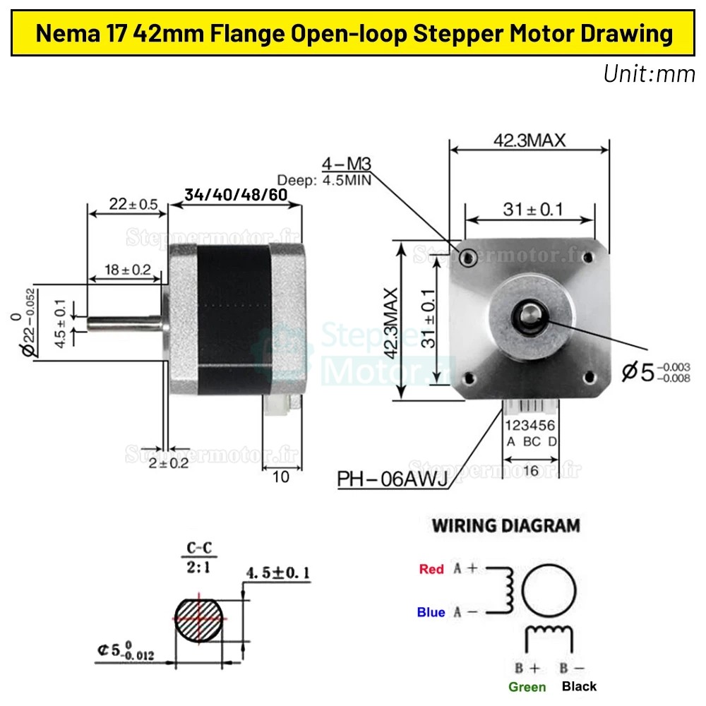 Moteur pas à pas Neme 17 42HS4015A4D5 avec réducteur harmonique 30:1 + pilote pas à pas TB6600