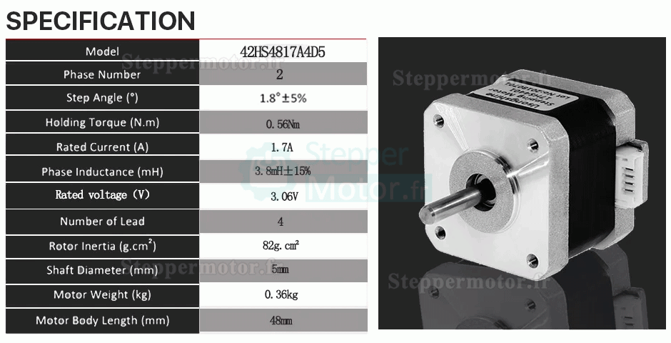 Moteur pas à pas Neme 17 42HS4015A4D5 avec réducteur harmonique 30:1 + pilote pas à pas TB6600