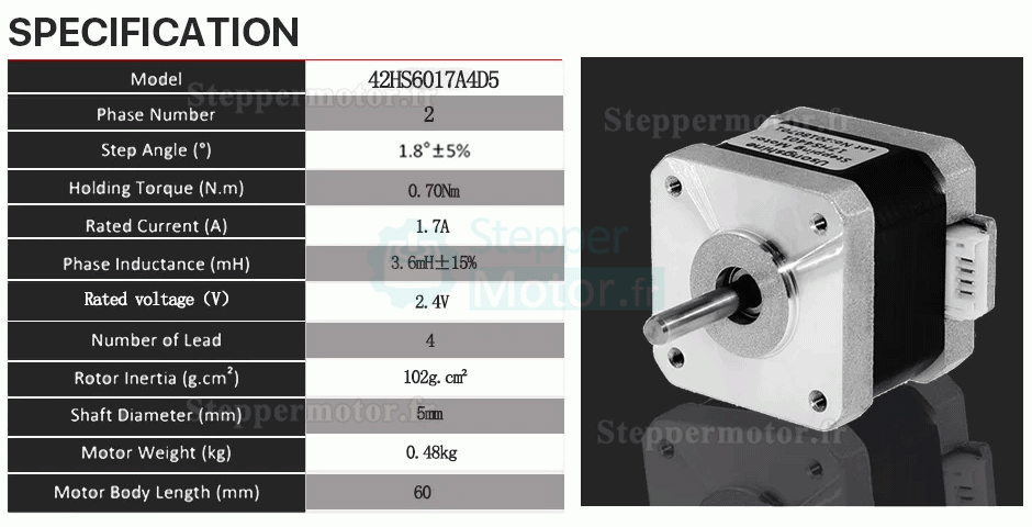 Moteur pas à pas Neme 17 42HS4015A4D5 avec réducteur harmonique 30:1 + pilote pas à pas TB6600