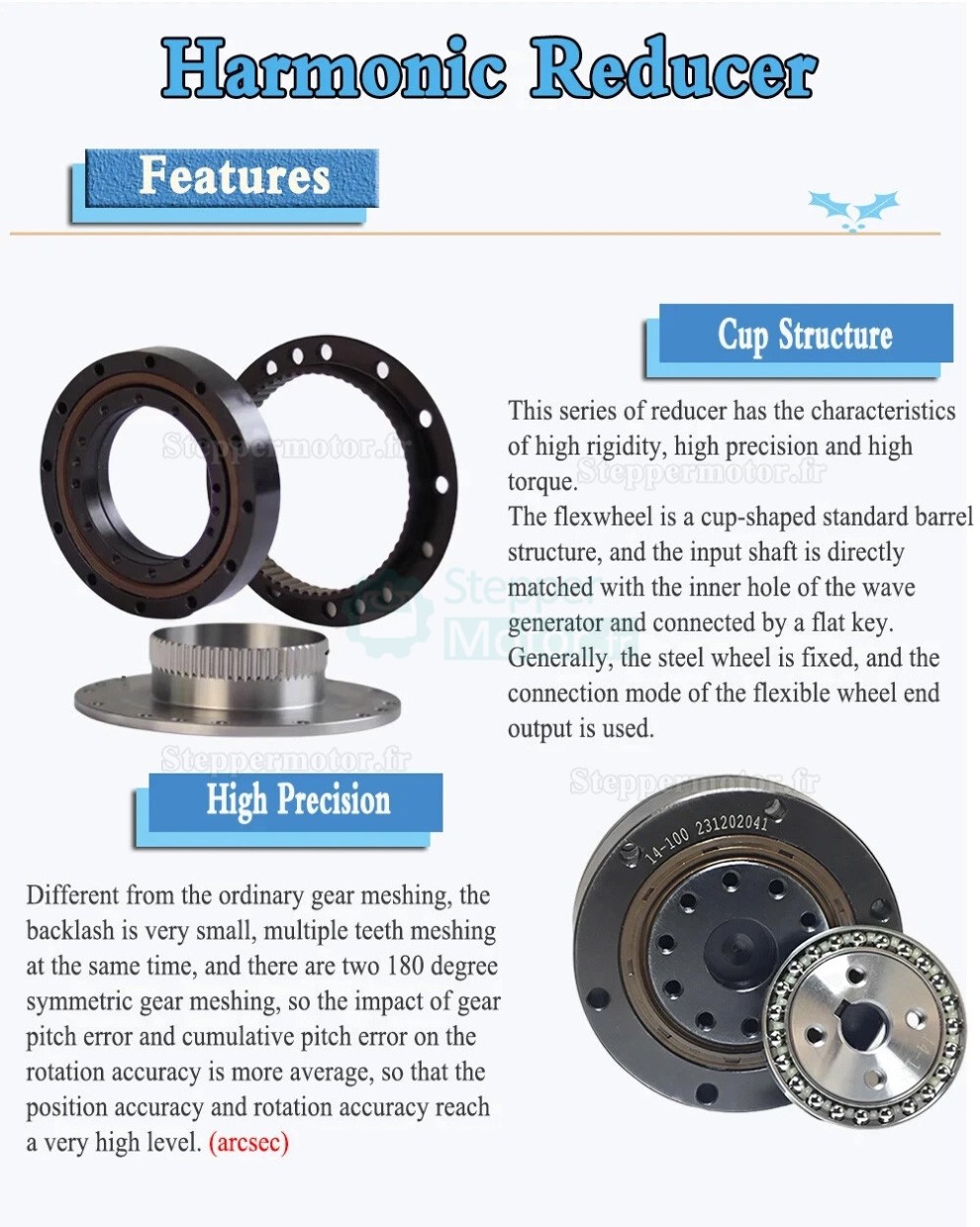 Réducteur harmonique série ZXD/ZXZ, rapport 30:1/50:1/80:1/100:1, contrecoup 20 arcsec Réducteur harmonique série ZXD/ZXZ, rapport 30:1/50:1/80:1/100:1, contrecoup 20 arcsec