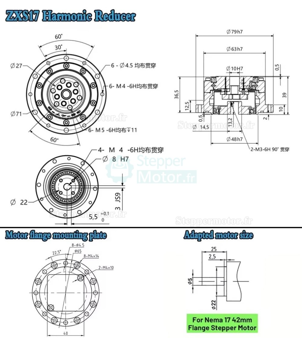 Réducteur harmonique série ZXS, type de tasse, rapport 30:1/50:1/80:1/100:1/120:1 contrecoup 30 arcsec Réducteur harmonique série ZXS, type de tasse, rapport 30:1/50:1/80:1/100:1/120:1 contrecoup 30 arcsec