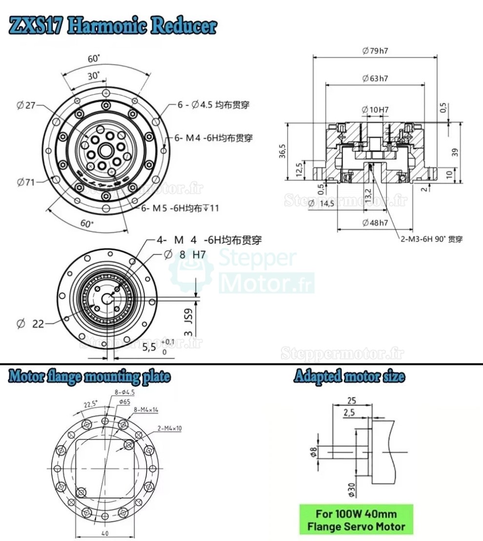 Réducteur harmonique série ZXS, type de tasse, rapport 30:1/50:1/80:1/100:1/120:1 contrecoup 30 arcsec Réducteur harmonique série ZXS, type de tasse, rapport 30:1/50:1/80:1/100:1/120:1 contrecoup 30 arcsec