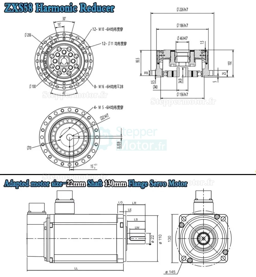Réducteur harmonique série ZXS, type de tasse, rapport 30:1/50:1/80:1/100:1/120:1 contrecoup 30 arcsec Réducteur harmonique série ZXS, type de tasse, rapport 30:1/50:1/80:1/100:1/120:1 contrecoup 30 arcsec
