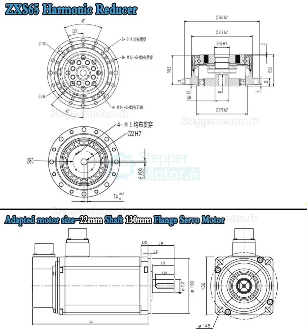 Réducteur harmonique série ZXS, type de tasse, rapport 30:1/50:1/80:1/100:1/120:1 contrecoup 30 arcsec Réducteur harmonique série ZXS, type de tasse, rapport 30:1/50:1/80:1/100:1/120:1 contrecoup 30 arcsec