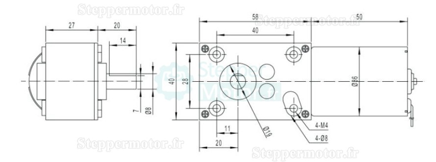 2 Pièces 12V/24V Motoréducteur CC brushed 7W/10.9W arbre 6mm avec rappor 81~621 réducteur à vis sans fin