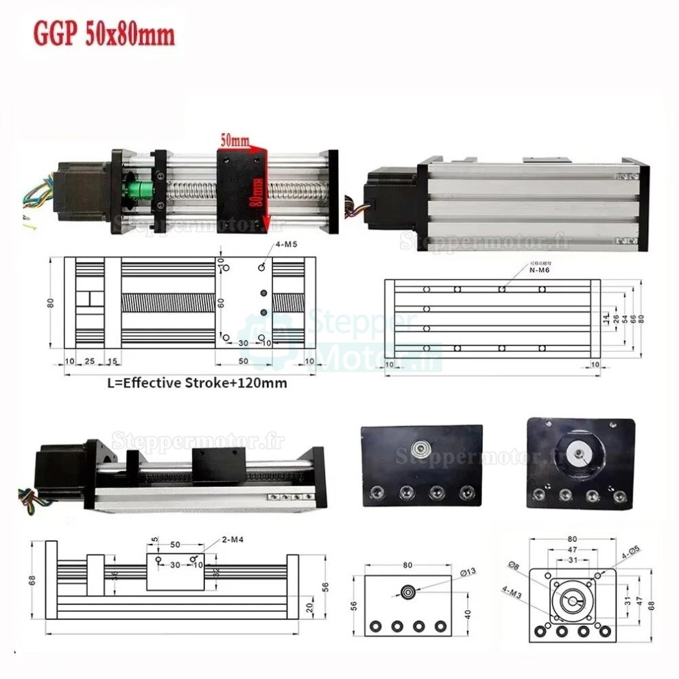 Table de translation lin&eacute;aire motoris&eacute;e CNC OSP001604 avec moteur pas &agrave; pas NEMA23 57 mm et module de mouvement 1605