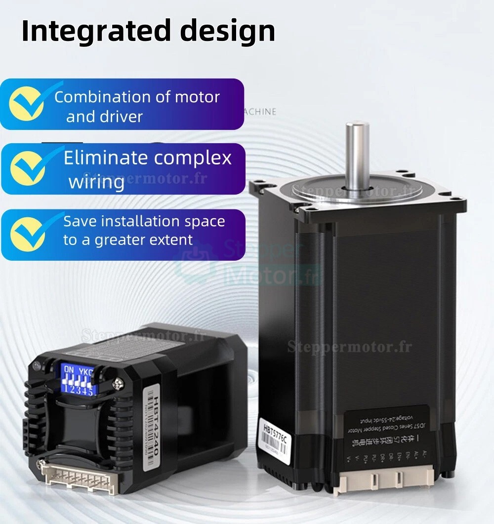 Moteur pas à pas intégré en boucle fermée Nema 23 série HBT57 1,2 Nm/2 Nm/3 Nm avec encodeur de ligne 1000 Moteur pas à pas intégré en boucle fermée Nema 23 série HBT57 1,2 Nm/2 Nm/3 Nm avec encodeur de ligne 1000