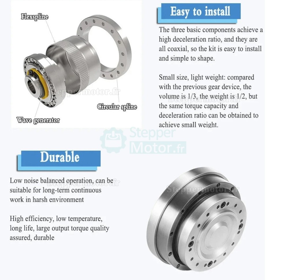 Réducteur harmonique série ZXJ, Rapport 30:1/50:1/80:1/100:1/120:1/160:1, contrecoup 30 arcsec Réducteur harmonique série ZXJ, Rapport 30:1/50:1/80:1/100:1/120:1/160:1, contrecoup 30 arcsec